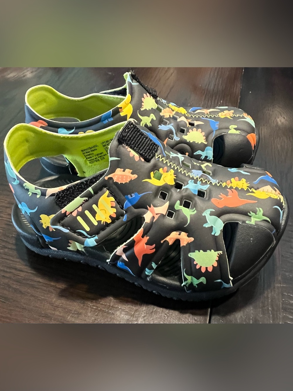 Kids Dinosaur Print Black Sandals